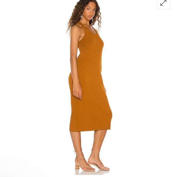 🧡VINCE AMBER ROOT RIBBED TANK DRESS L - Picture 2 of 5